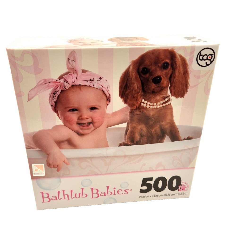 Bathtub Babies Puzzle Bandana Baby and Dachshund 500 Piece Brand New Sealed
